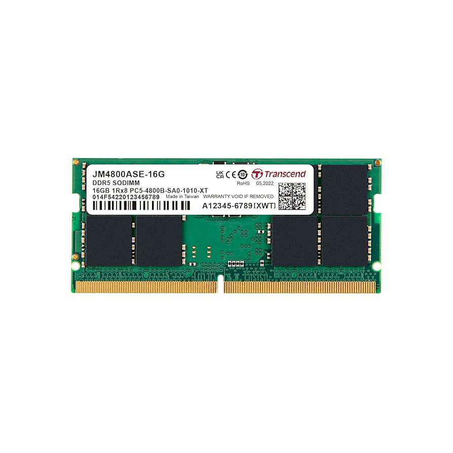 Transcend 16GB DDR5 4800MHz SO-DIMM Laptop RAM, Compatible w